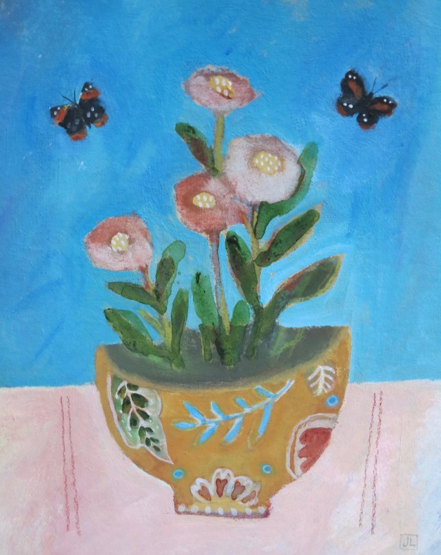 Jill Leman/Yellow Chinese Bowl/Acrylic on Card/28x23cm